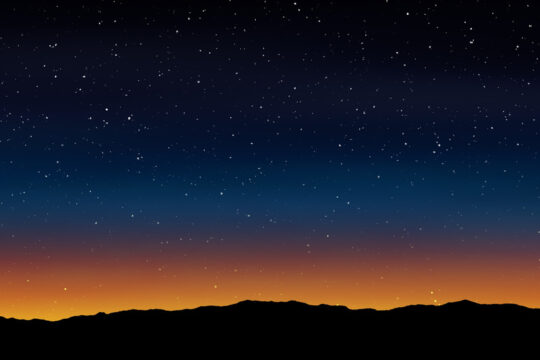 Starry night sky just after sunset over mountain range | SLM Facilities