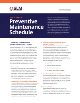 Facilities Preventive Maintenance Schedule